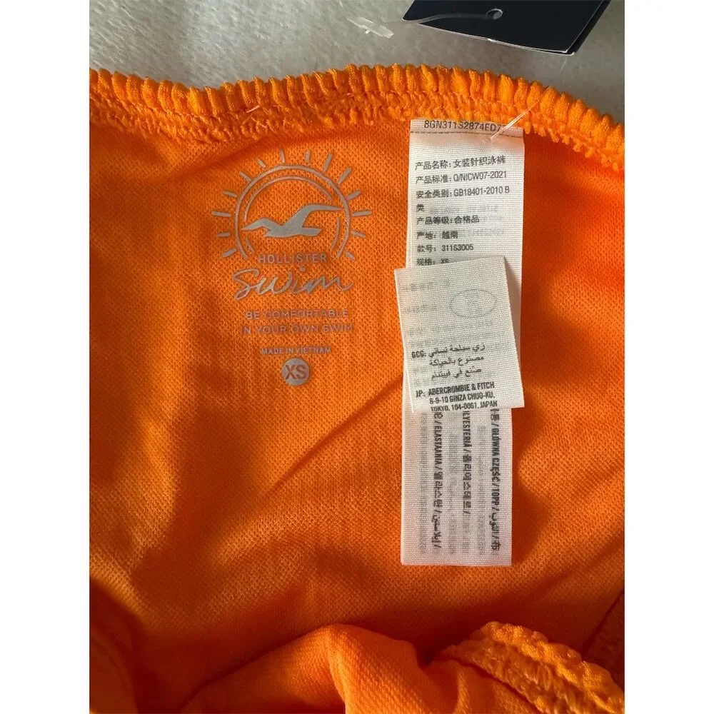 Hollister Women's XS Cheeky String‎ Bikini Bottom Orange Adjustable Ties